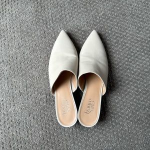Franco Sarto White Leather Mules